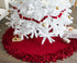 Hand Felted Wool Christmas Tree Skirt - Overlapping Flowers Border in Maroon - 64"/72" - ARCADIA HOME